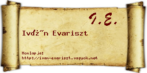 Iván Evariszt névjegykártya